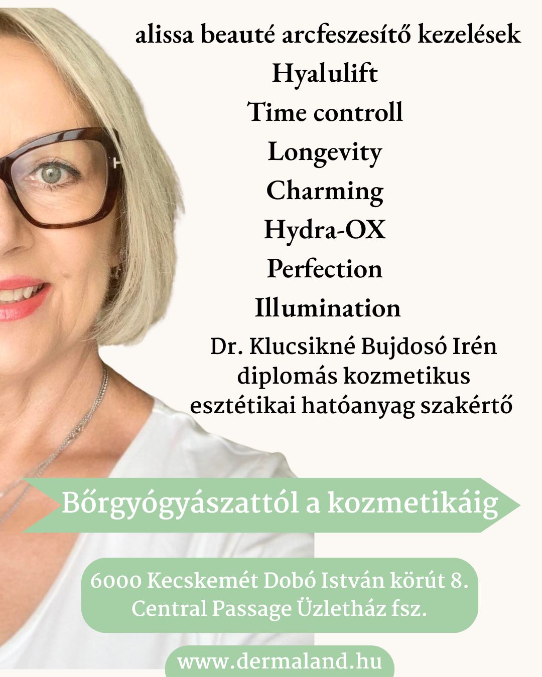 hifu, mezoterápia, thermage, rádiofrekvenciás antiaging, noage, ráncfeltöltés, kecskeméti kozmetikus, dermaland kozmetika, lézeres szőrtelenítés, intim, teljes test, fenék, alissa beauté, vacsiköz, széchenyiváros, máriaváros, hunyadiváros